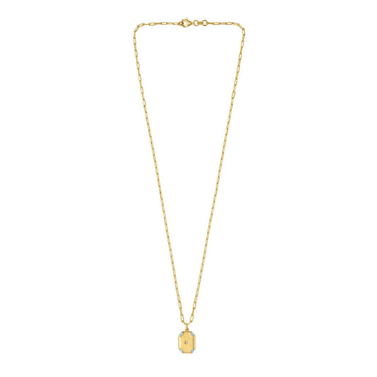 Sterling Silver Gold Plated Cubic Zirconia Octagonal Star Locket Necklace