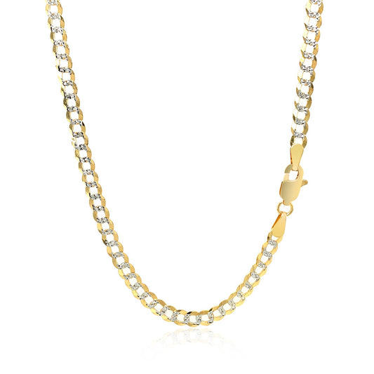 14k Two Tone Gold Pave Curb Chain – 3.60mm
