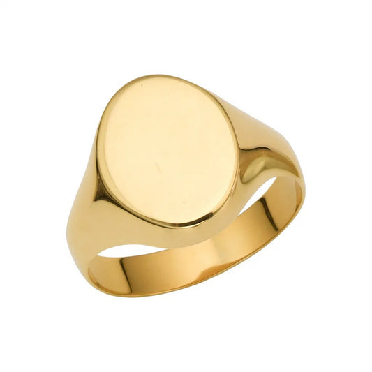 14K Yellow Gold Oval Signet Ring