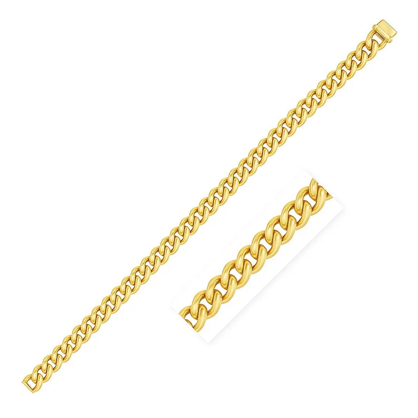 14k Yellow Gold Polished Miami Cuban Chain Bracelet (6.50 mm)