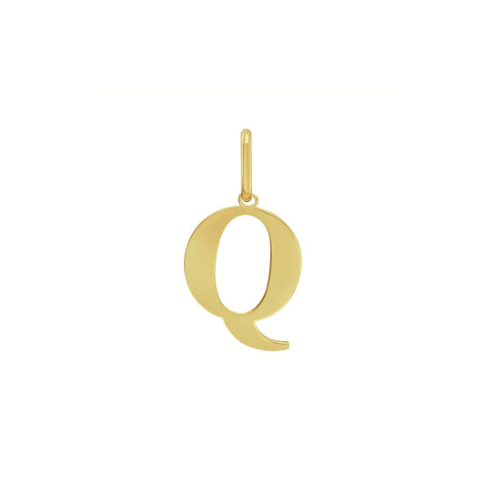 14K Yellow Gold Initial Q Charm Pendant