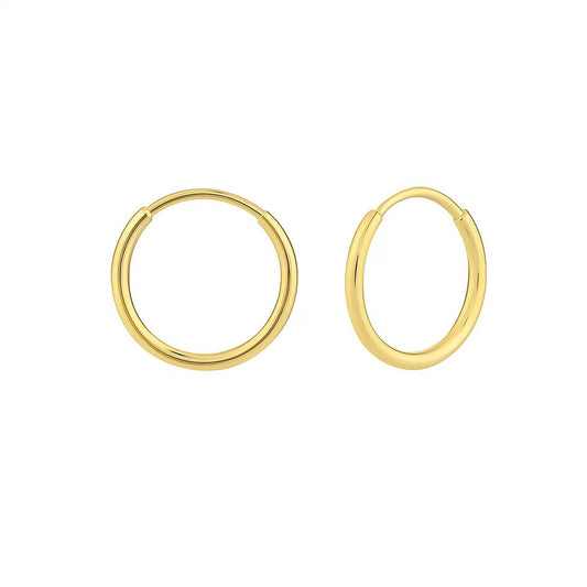 10K Yellow Gold Mini Endless Hoop Earrings
