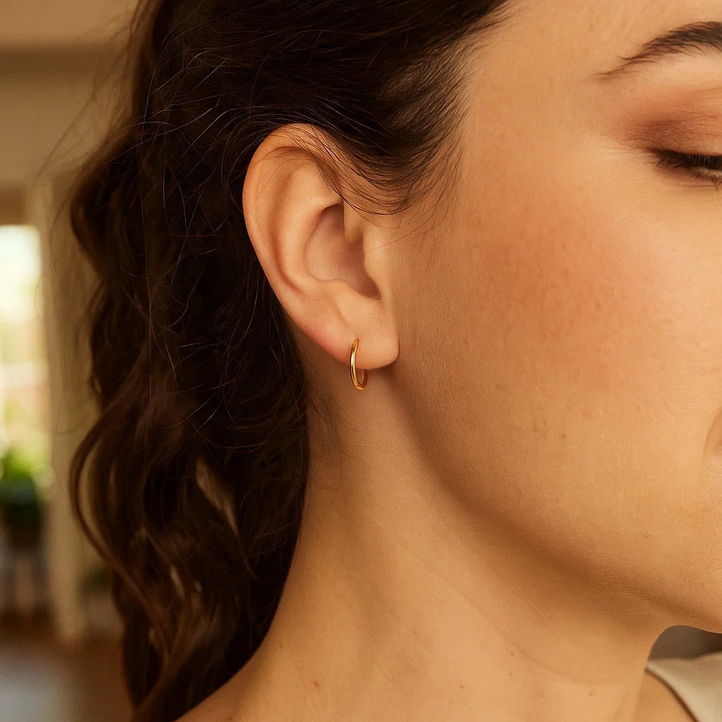 10K Yellow Gold Mini Endless Hoop Earrings