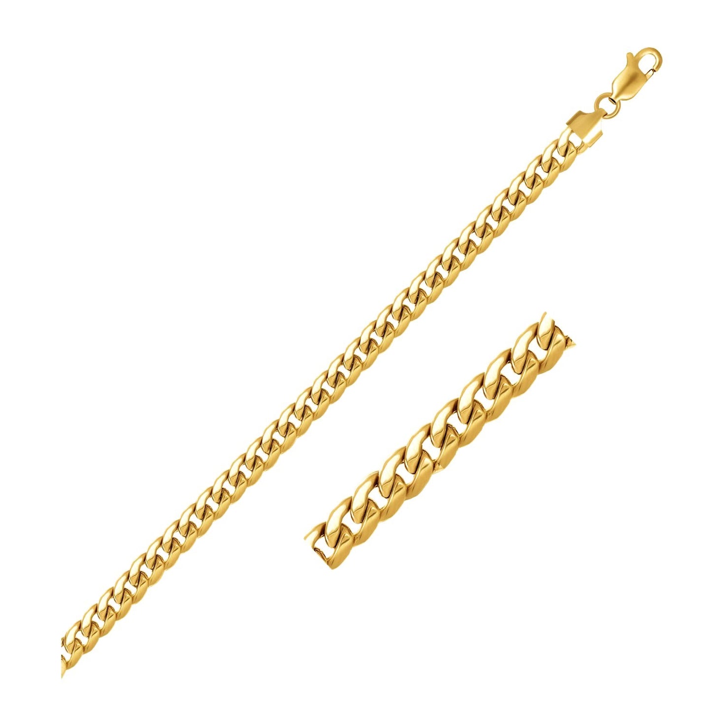 10k Yellow Gold Miami Cuban Semi Solid Chain – 4.50mm