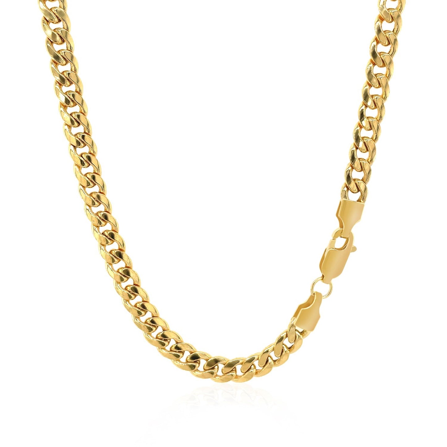 10k Yellow Gold Miami Cuban Semi Solid Chain – 4.50mm