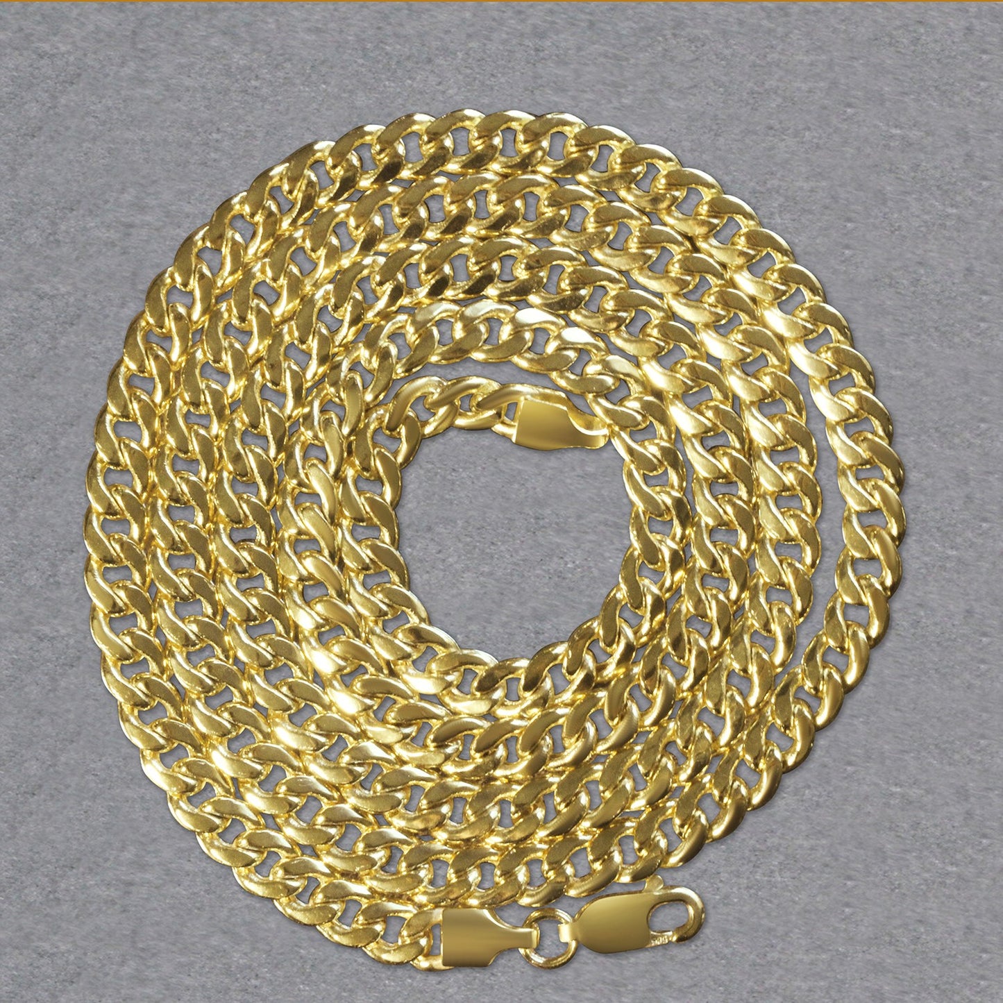 10k Yellow Gold Miami Cuban Semi Solid Chain – 4.50mm