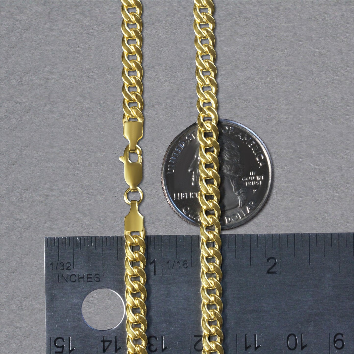 10k Yellow Gold Miami Cuban Semi Solid Chain – 4.50mm