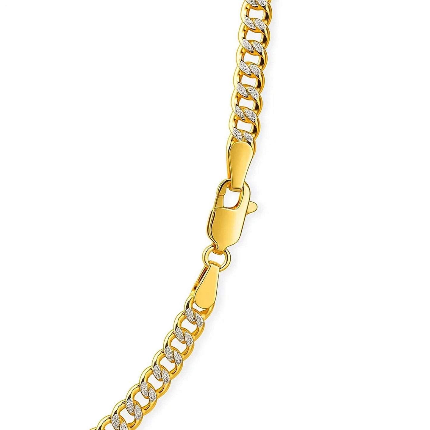 14k Two Tone Gold Pave Curb Chain – 3.60mm