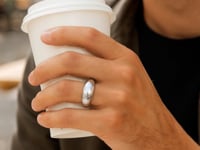 Sterling Silver Rhodium Plated Sculpted Domed Ring